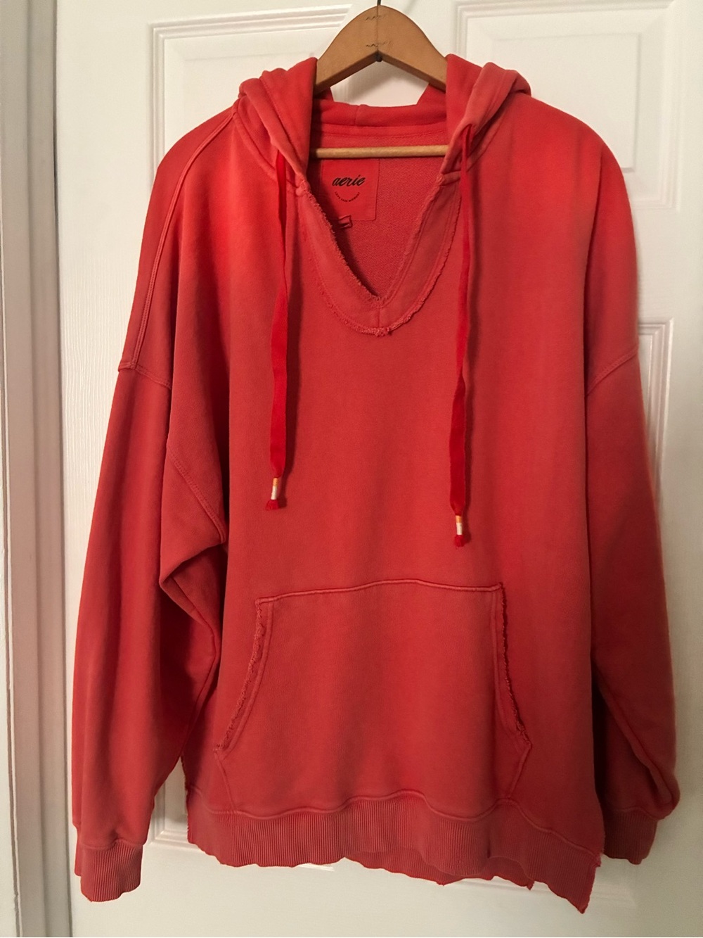 Aerie Women's Hooded Pullover Sweatshirt - Coral Red Medium